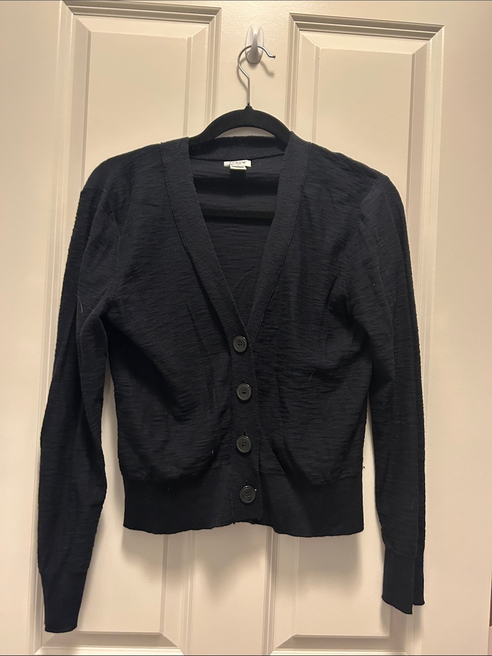 Black Cotton Button-Front Women’s Cardigan Sweater